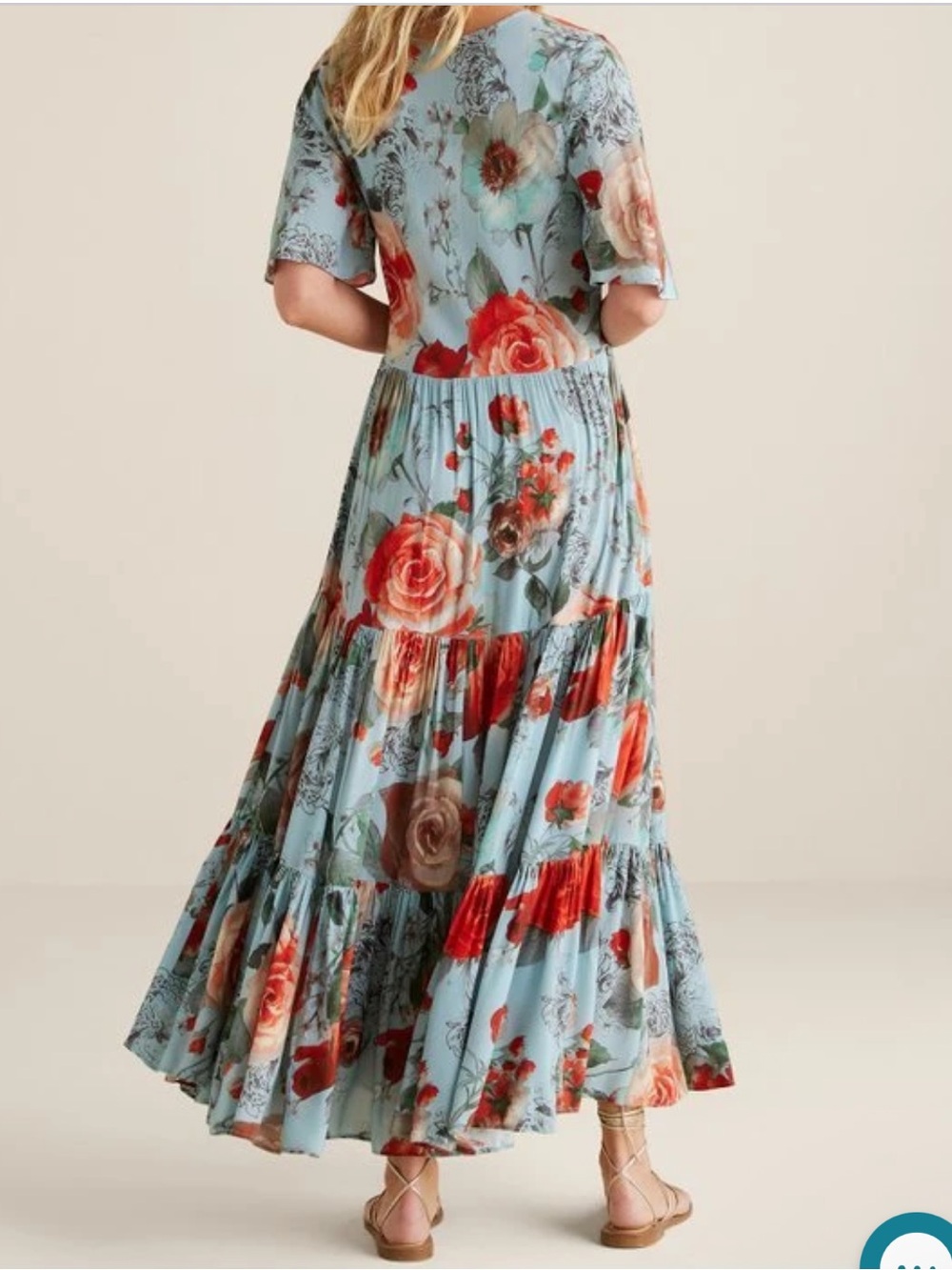 Soft Surroundings First Blooms MaxiDress Porcelain Rose Floral Size Large - Picture 5 of 15